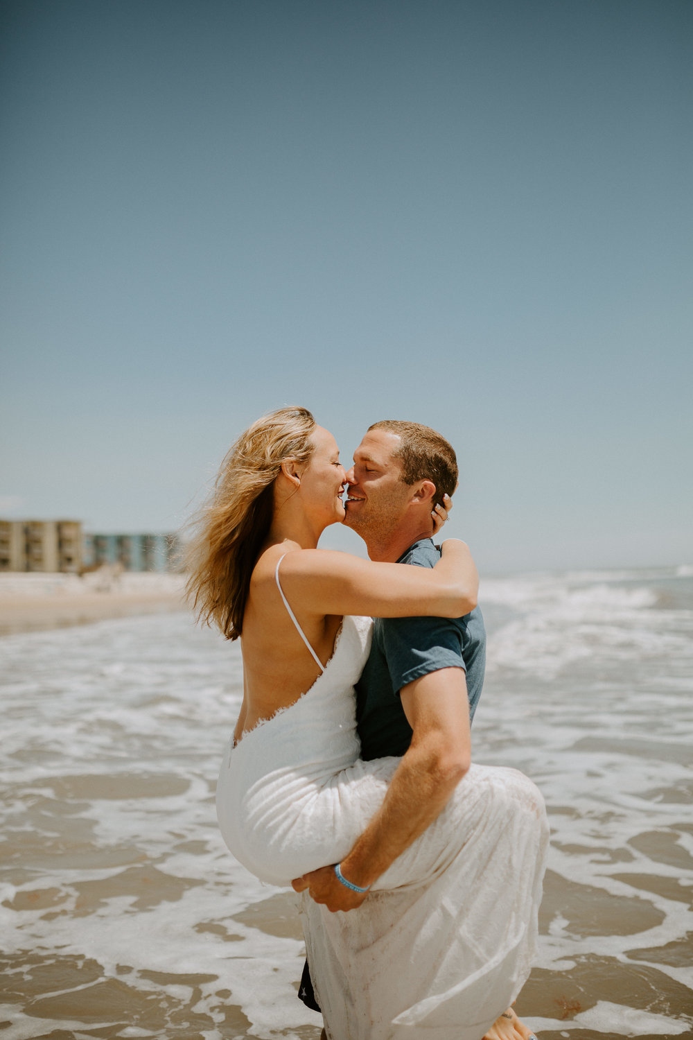 newlyweds at the beach